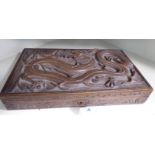 An early 20thC Oriental hardwood cigar box,