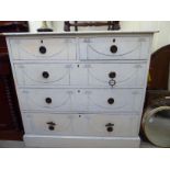 An Edwardian white painted pine, five drawer dressing chest,