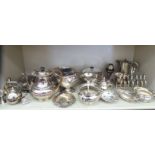 Silver plated and white metal tableware: to include a triple scallop shell design hors d'oeuvre