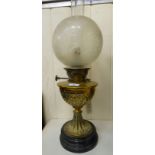 A late Victorian brass oil lamp,