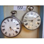 An early 19thC silver pair cased pocket watch,
