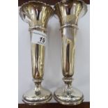 A pair of silver trumpet design specimen vases indistinct Birmingham marks 6''h 11