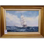 Philip Marchington - a seascape with a ship under sail and a steamer beyond oil on canvas bears a