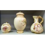 Royal Worcester porcelain collectables: to include a blush ivory glazed pot pourri vase,