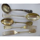 Silver flatware: to include a pair of fiddle pattern table forks Sheffield 1953 11