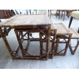 A quartetto of 20thC cane and bamboo bound occasional tables largest 20''h 20''sq RAM