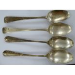 Four silver Old English pattern tablespoons mixed marks 11