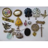 Items of personal ornament: to include two enamelled brooches,