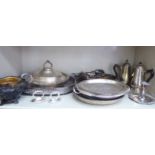 Silver plated tableware: to include a covered serving dish with a cast,