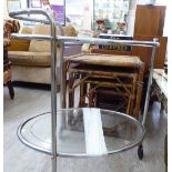 A 'vintage' stainless steel framed, glazed two tier hostess trolley,