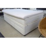 A Staples Pocket orthopaedic double bed base and mattress with a mattress topper 52''w BSR