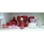 Glassware: to include a late Victorian cranberry wine carafe OS10