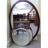 Mirrors: to include an Edwardian mahogany framed example with an oval plate 36'' x 25'' LSB