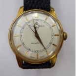 A Baume Mercier stainless steel and gilt cased wristwatch with a silver coloured baton dial,