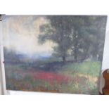 An early 20thC study of a poppy field oil on canvas 36'' x 46'' BSR