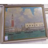 L Gunston - a Venetian scene oil on board bears a signature 18'' x 20'' framed LSB