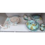 Shorter & Son china fish service items: to include a sauce boat and serving platter OS4