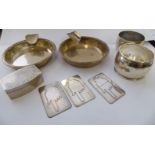 Silver items: to include a pair of circular ashtrays;