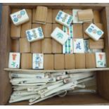 A Mah Jongg set with bamboo and bone tiles and bone sticks CS