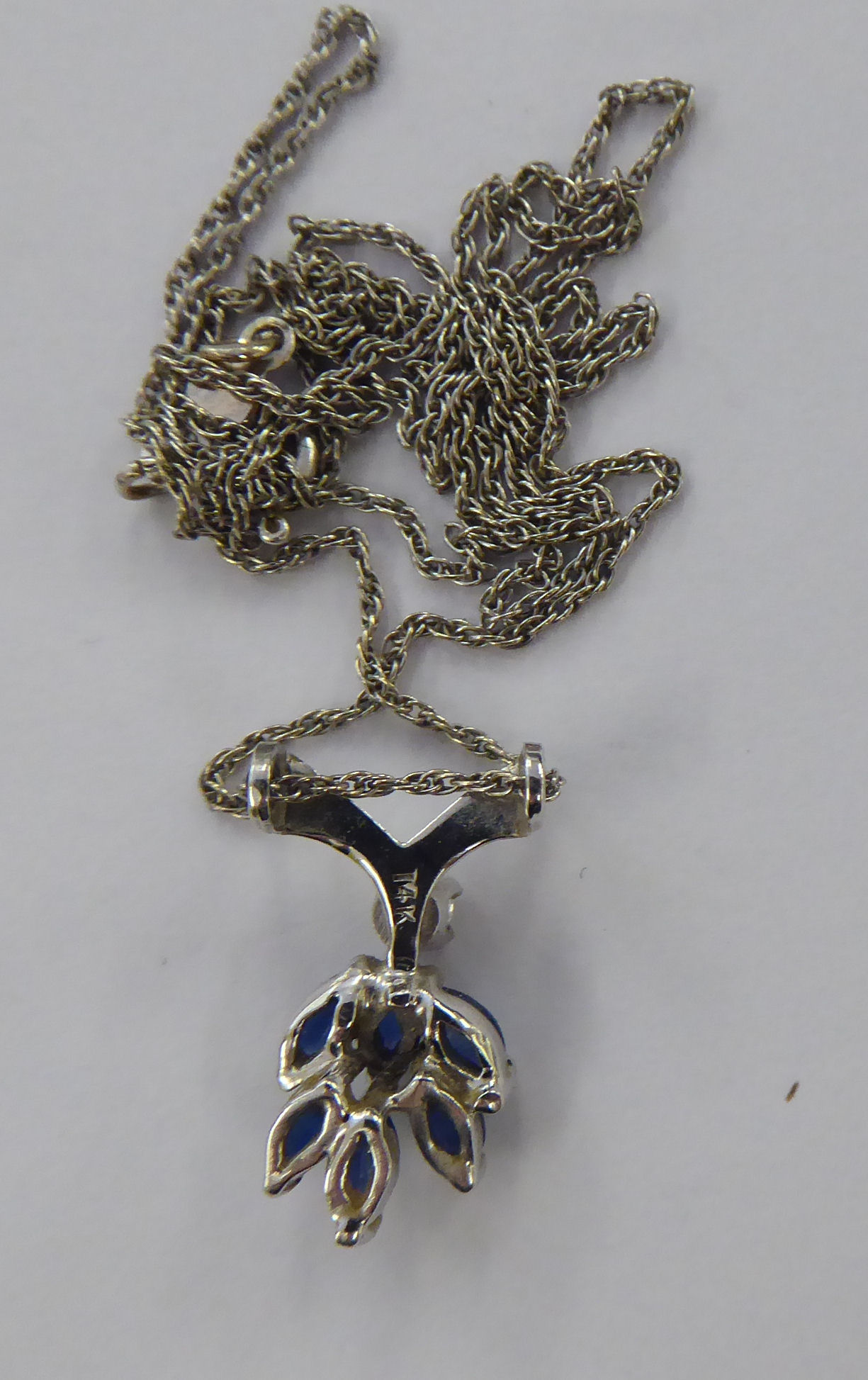 A 14ct white gold diamond and sapphire pendant necklace 11 - Image 2 of 2