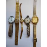 Five dissimilar ladies wristwatches, viz.
