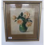 H Macalister - roses in a vase watercolour bears a signature 10'' x 10'' framed LSB