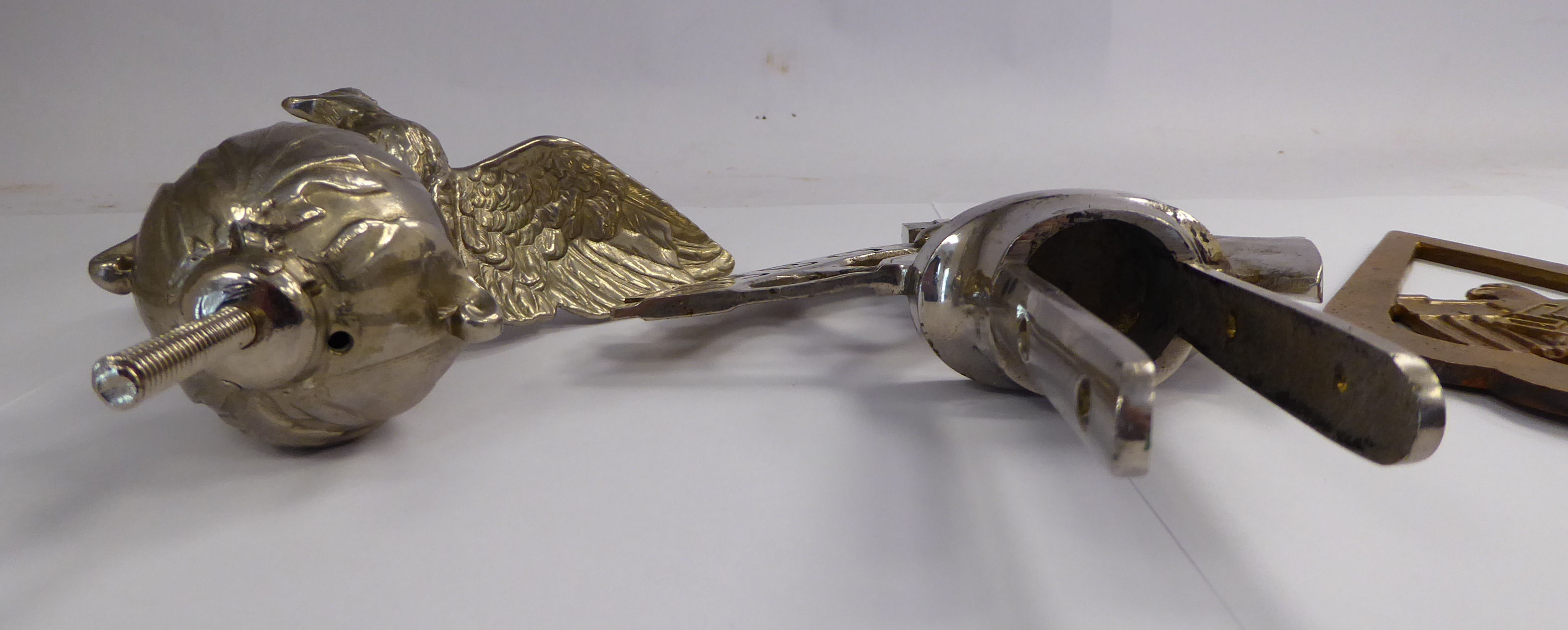 A German NSBO chromium plated steel flag finial, featuring a swastika, - Image 2 of 3