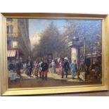 ED Starkey - a busy Parisian street scene in spring time oil on canvas bears a signature & dated