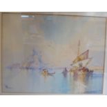 W Knox - a Venetian canal scene with figures in small craft watercolour bears a signature 10'' x