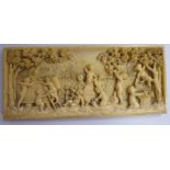 A mid/late 19thC carved Dieppe ivory plaque,