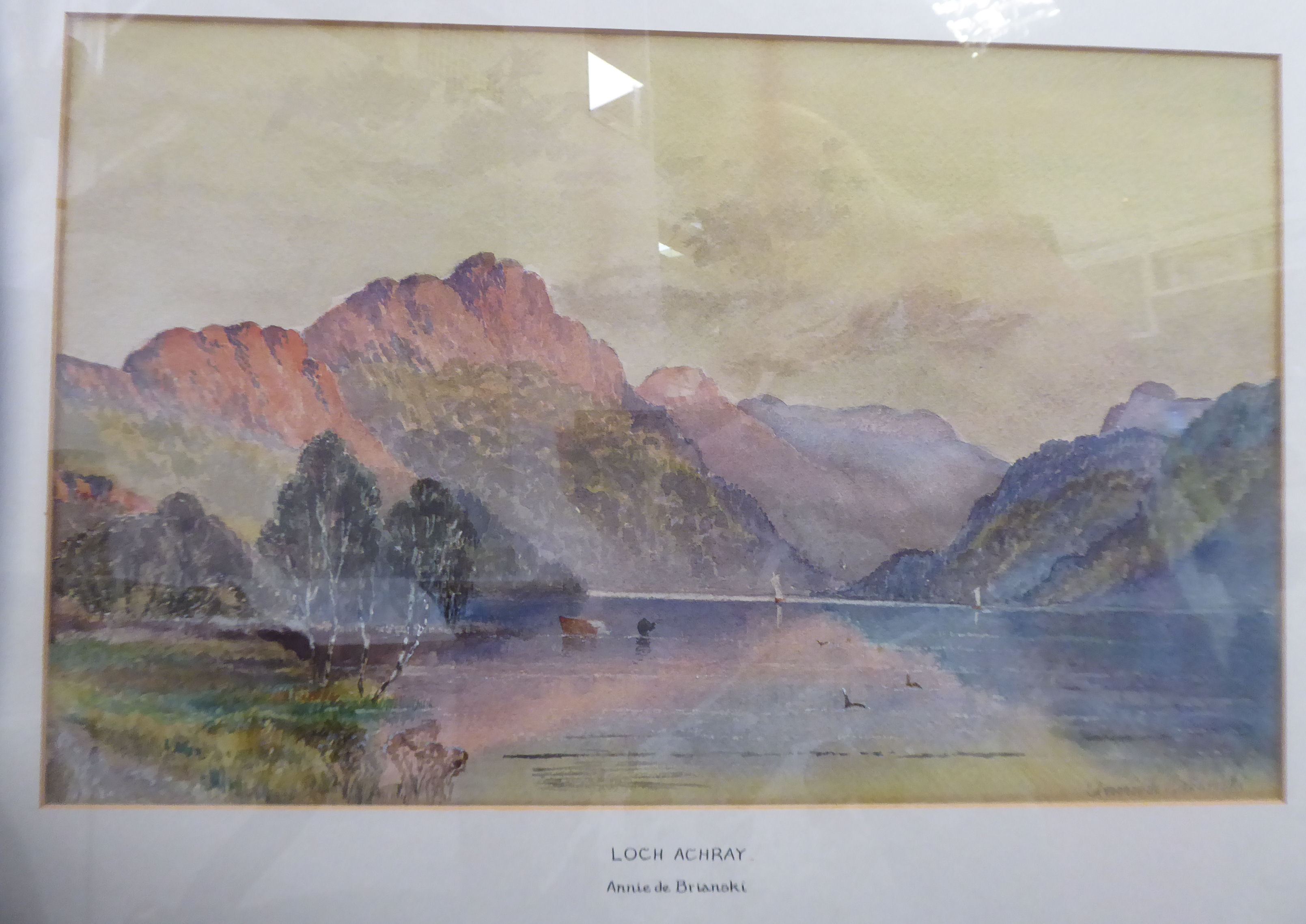 Annie de Brianski - 'Loch Achray' watercolour bears a signature 11'' x 18'' framed