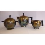 An early 1930s Gero (Dutch) matched three piece silver plated tea set as designed by The.