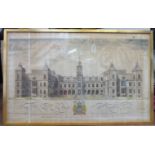 A mid 18thC French study 'The South Prospect of Hatfield House' tinted engraving by Tho.