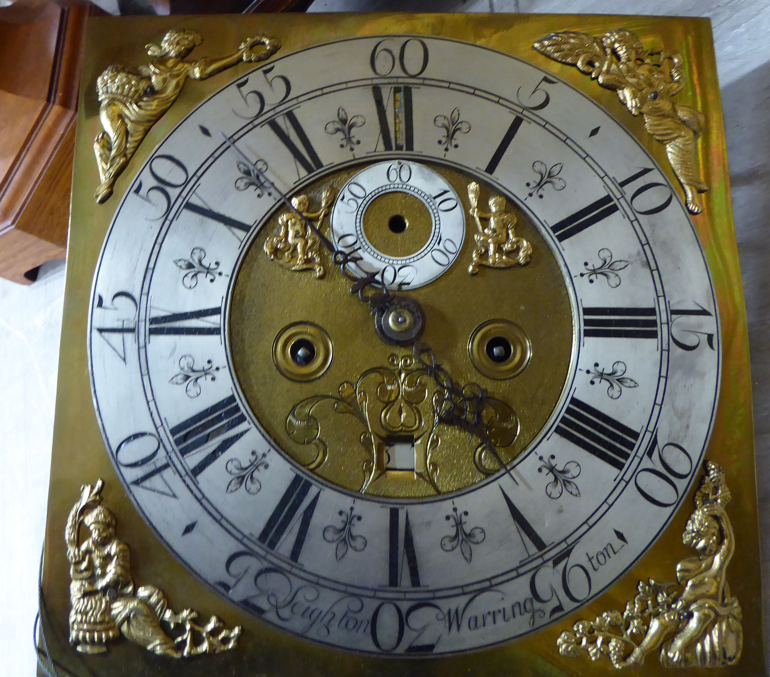 A late 18th/early 19thC oak and mahogany longcase clock with painted, - Image 2 of 4