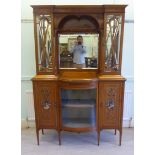 An early 20thC satin mahogany display cabinet with inlaid ebony string ornament,