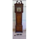 A late 18th/early 19thC oak and mahogany longcase clock with painted,