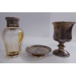 A peripatetic priest's communion set, comprising a silver chalice, having a waisted bowl,