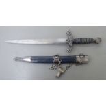 A German NSFK dagger, the woven wire bound handle with emblems on the pommel and crossguard,