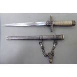 A German Hitler Youth Leader dagger, the wire bound handle with emblems on the crossguard,