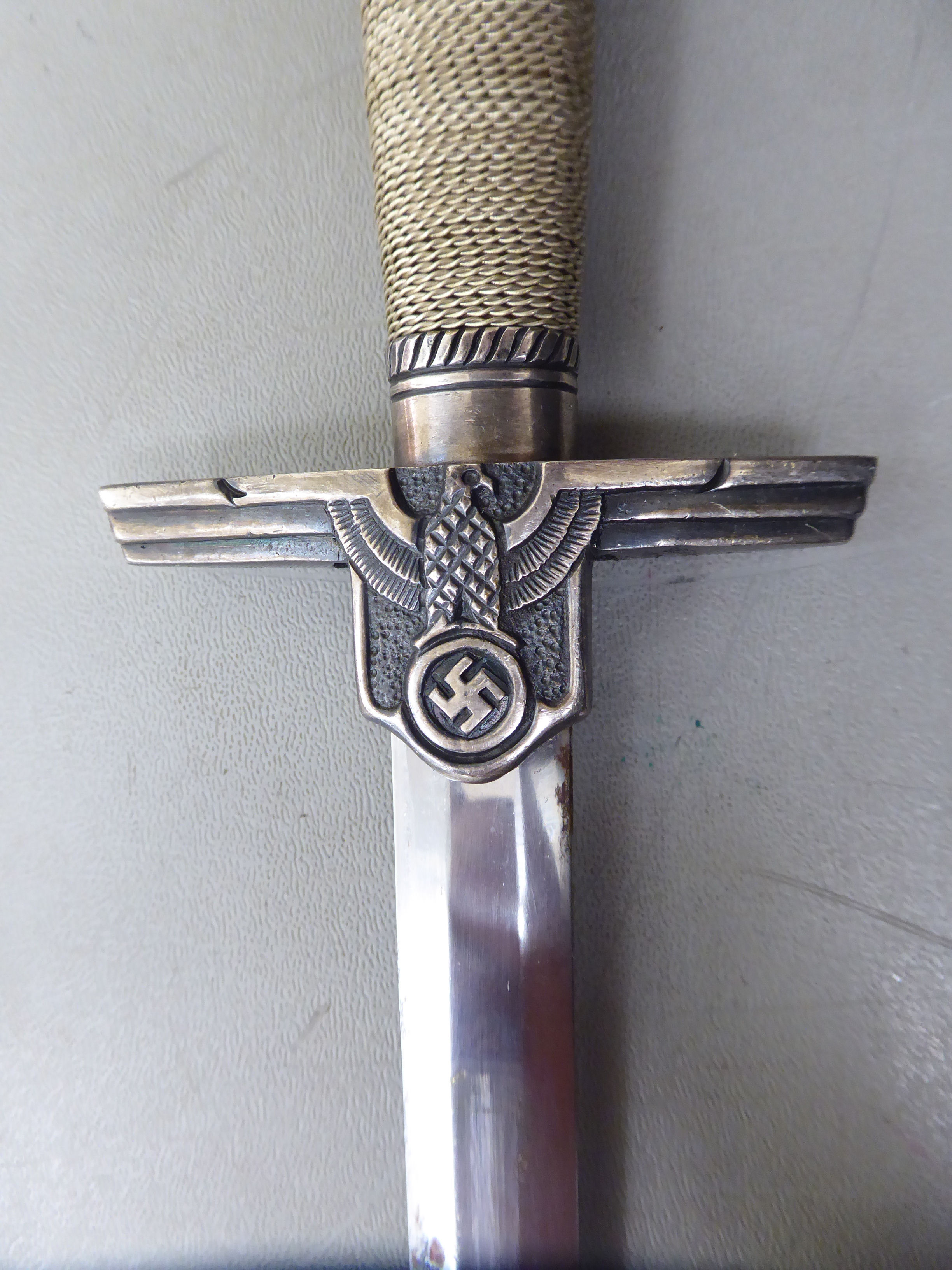 A German Hitler Youth Leader dagger, the wire bound handle with emblems on the crossguard, - Image 3 of 6