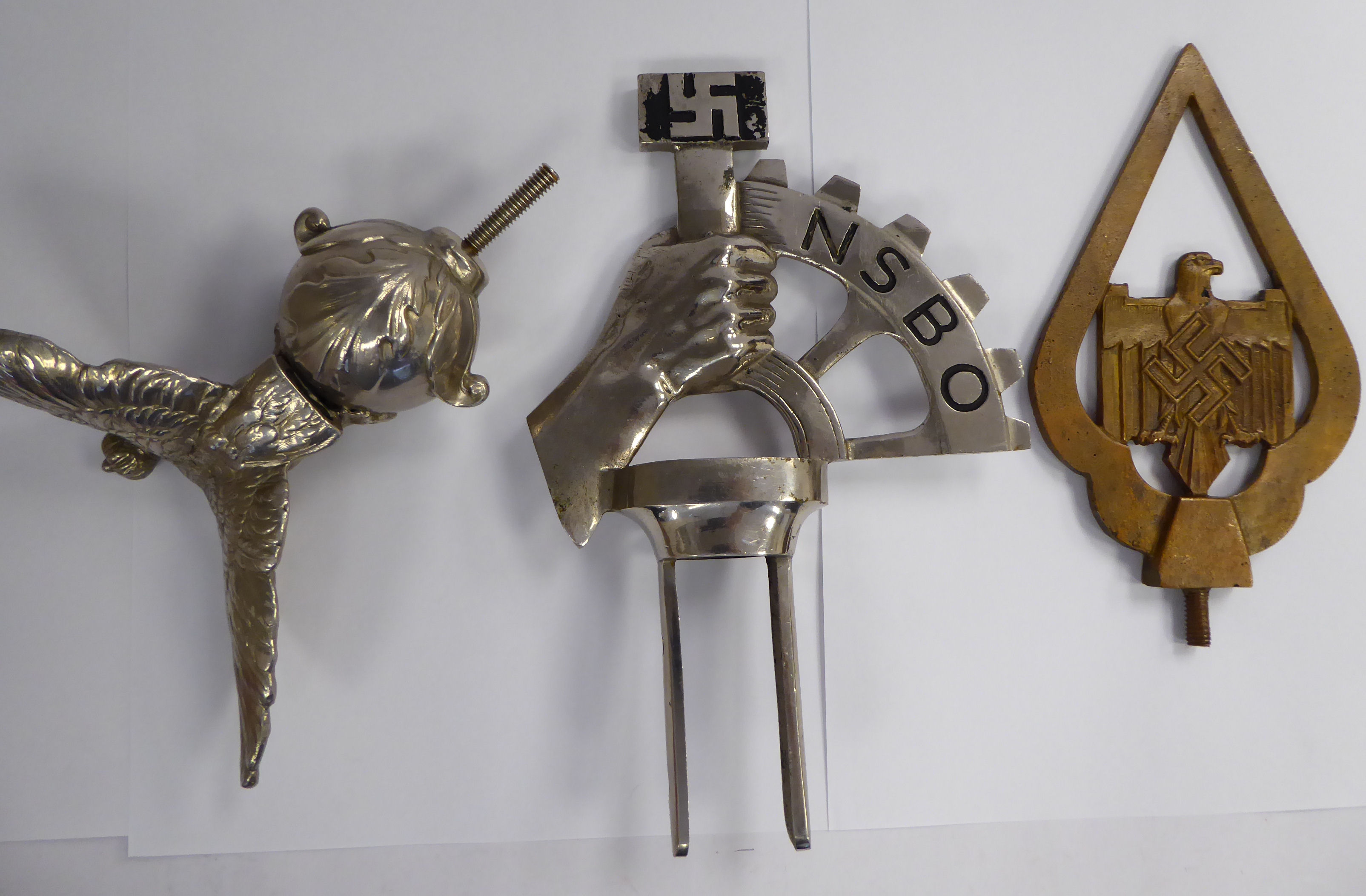 A German NSBO chromium plated steel flag finial, featuring a swastika, - Image 3 of 3