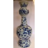 A late 18thC Dutch Delft, octagonal outlined vase of waisted bulbous form, the narrow,