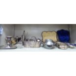 Silver plated tableware: to include a rectangular basket;