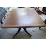 A mid 19thC mahogany breakfast table, the rectangular tip-top with a crossbanded border,