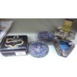 Cloisonne collectables: to include a 1920/30s cigarette box and cover,