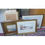 Ten framed watercolours by various artists: to include Ron Briggs - 'Mudeford' bears a signature