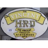 A cast metal sign 'The Vincent' 8'' x 11'' CS