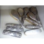 Silver backed dressing table items mixed marks OS4