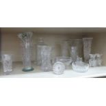Glassware: to include a lead crystal vase with slice cut decoration 8''h OS8