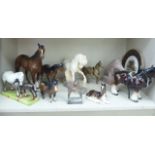 Equestrian related ornaments: to include a Beswick china standing mare 7.